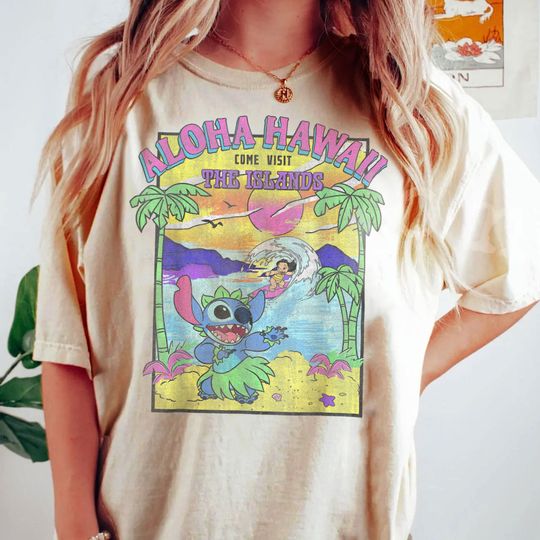 Retro Disney Lilo and Stitch Shirt, Stitch Aloha Hawaii Come Visit T-shirt