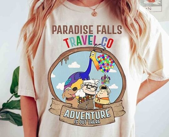 Disney Pixar Up Movie Retro Shirt, Paradise Falls Travel Co T-shirt