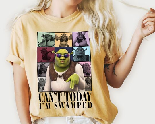 Shrek Meme Funny Shirt Can't Today I'm Swamped Er as Tour Shirt, Shrek and Fiona Shirts