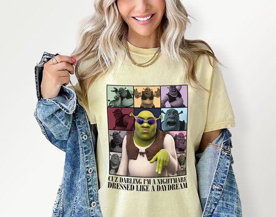 Shrek Face Memes Shirt Cuz Darling I'm a Nightmare Sassy Shrek Shirt, Shrek Funny Trending Gift