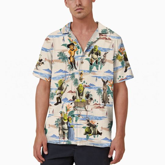 Shrek Aloha Hawaiian Shirt, Vintage Shrek and Fiona Disney Hawaii Shirt, Funny Trending Shrek Lover Gift,
