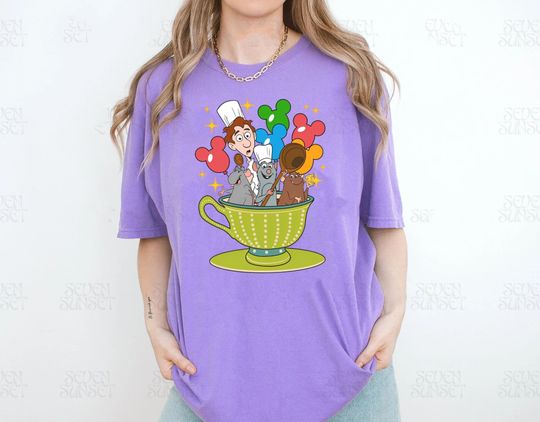 Retro Disney Ratatouille Group Mickey Balloon Tea Cup Shirt