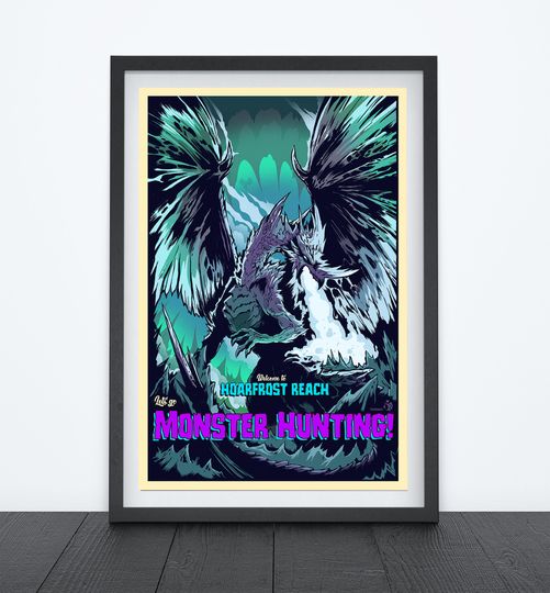 HOARFROST REACH Let's Go Monster Hunting, Video Game Poster