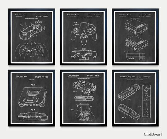 Video Game Patent Poster, Video Game Wall Art, Gamer Gift, E Sports, Kids Room Decor