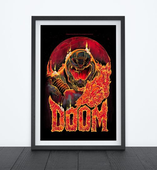 Dooom Video Game Poster, Video Game Art, Prints, Gamer Room Decor