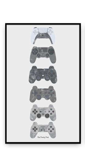 PS Game Controller Evolution Poster, Birthday Gift For Gamers