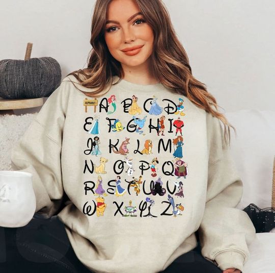 Disney Alphabet Characters From A To Z Sweatshirt