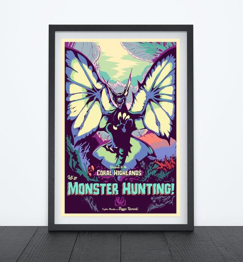 CORAL HIGHLANDS, Let's Go Monster Hunting, Video Game Poster, Video Game Art