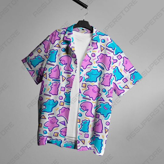 Ditto Hawaiian Button-Up Shirt Ditto Ghost Shirt Gift