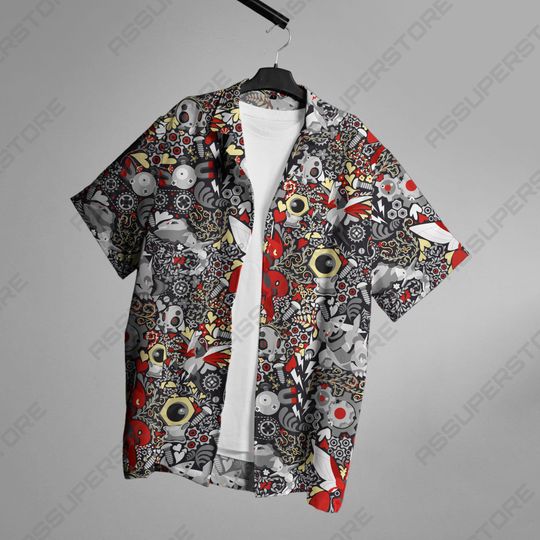 Scizor Skarmory Hawaiian Shirt Anime Button Up Shirt Scizor Skarmory Button Up Shirt Gift