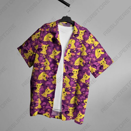 Shiny Mimikyu Ghost Hawaiian Button-Up Shirt Mimikyu Shirt Gift