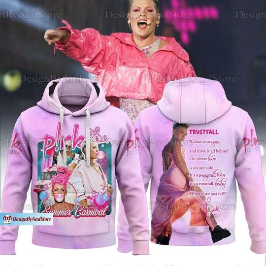 P!nk Pink Hoodie, Pink Singer 3D Hoodie, Summer Carnival 2024 Tour Hoodie