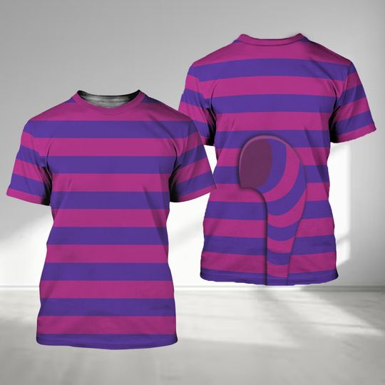 Purple Blue Stripe Cat Halloween 3D Shirt, Halloween Costume Family Group T Shirt