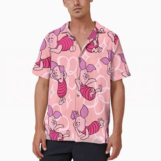 Piglet Hawaiian Shirt Bear and Friends Beach Shirt, Pooh Bear Button Up Shirt