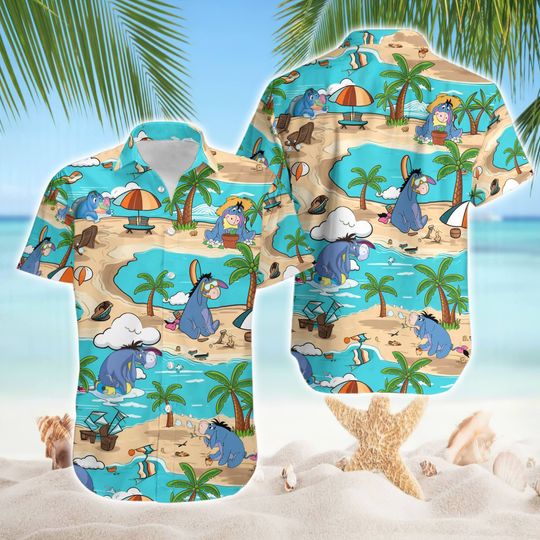Pooh Hawaiian Shirt, Eeyore Shirt, Summer Hawaiian Shirt, Summer Beach Shirt