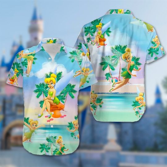 Cute Tinker Fairy Hawaii Beach Shirt, Fairy Button Up Shirt Holiday, Series Movie Hawaiian Shirt