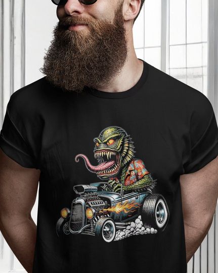 The Creature from The Black Lagoon Shirt Gill Man Hot Rod T Shirt Cool Car T-Shirts