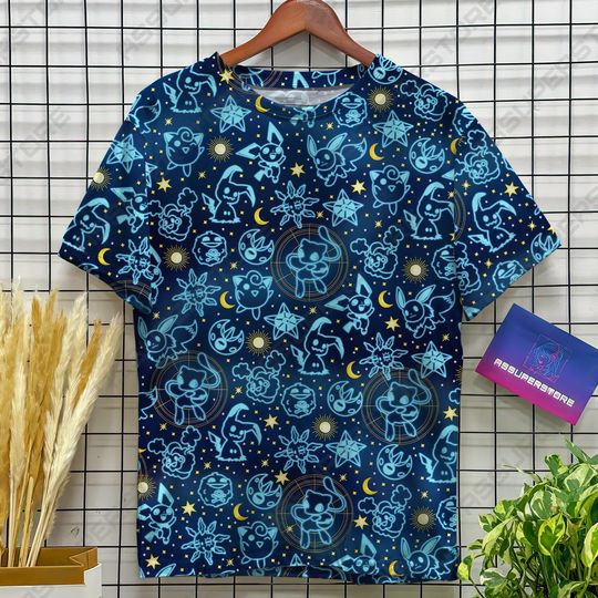 Pika Jigglypuff Neon Blue Funny Tshirt Mew Jigglypuff Design Tshirt