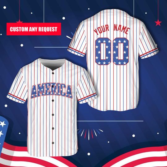 Custom 4th Of July American Baseball Jersey