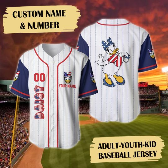 Personalized Duck Baseball Jersey Shirt, Cartoon Custom 4th July Jersey