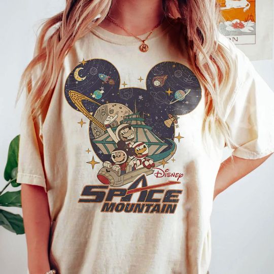 Vintage Mickey And Friends Disney Space Mountain Shirt, Retro Disney Astronaut T-shirt
