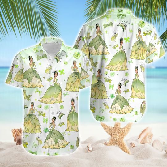 Princess Tiana Hawaiian Shirt, Disneyland Princess Hawaii Shirt, Disneyland Family Vacation Shirts