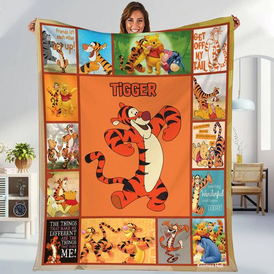 Personalized Tigger Blanket,Tigger Blanket Quilt, Winnie the Pooh Tigger Blanket