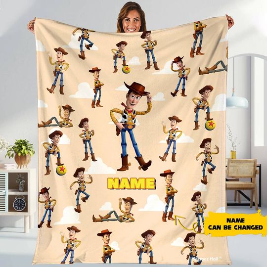 Toy Story Woody Fleece Blanket Custom Name Woody Blanket Toy Story Blanket Bedroom Decor Christmas Gifts