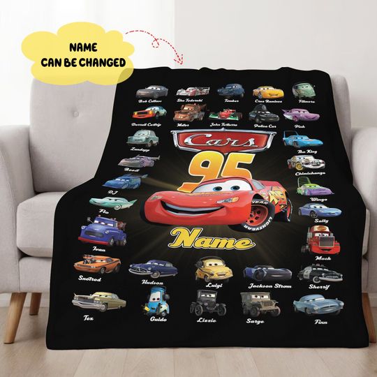 Personalized Pixar Cars Blanket, Custom Name Pixar Cars Blanket