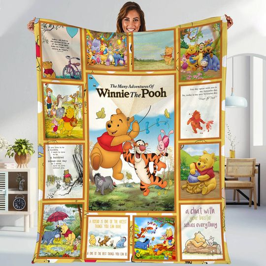 Vintage Pooh Bear Fleece Blanket, Winnie The Pooh Throw Blanket
