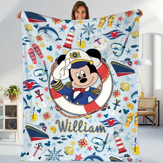 Personalized Mickey Cruise Blanket, Disneyland Family Cruise Blanket