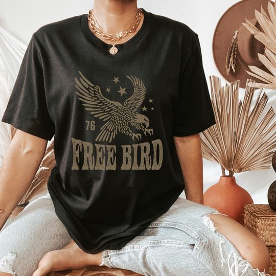 Free Bird Shirt, Boho TShirt, Free Bird Tee, Vintage Eagle Shirt, Retro Rock Shirt