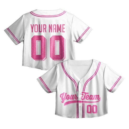Personalized Team Name And Number Crop Top Baseball Jersey