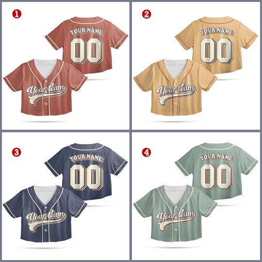 Personalized Vintage Team Name And Number Crop Top Baseball Jersey