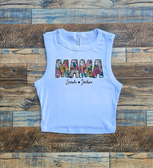 Mama Pink Crop Tank, Mom Baby tee, Mothers day gift, Mom Toddler Gift, Trendy mother baby tee