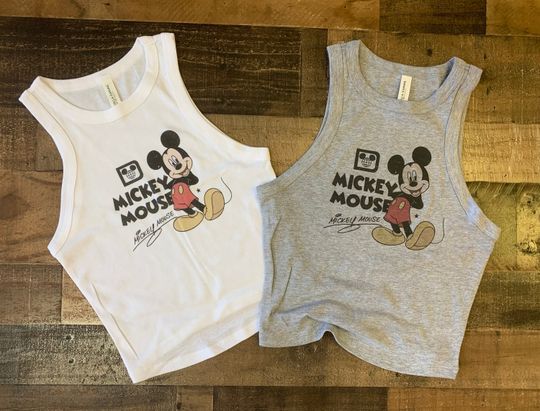 Retro Mickey Crop Tank, Girls Mickey Mouse Tank Top, Limited old school baby tee, Disney cute shirt