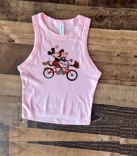 Pink Mickey Minnie Crop Tank, Mouse Love Tank Womens, Limited old school baby tee, Couple cute disney shirt