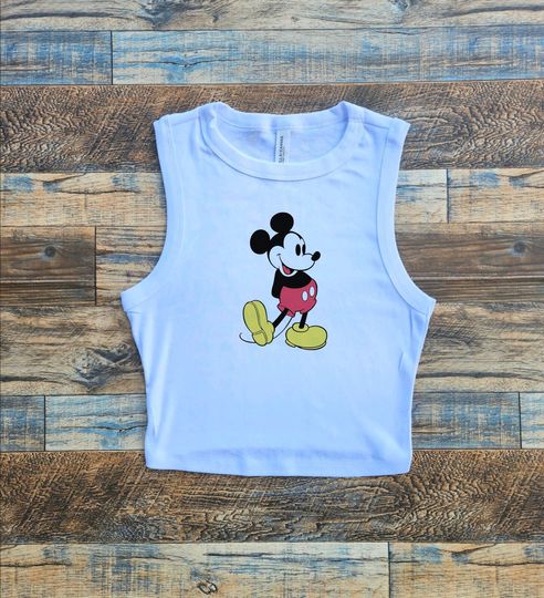 Mickey Crop Tank, Mickey Mouse Tank Top Womens, Retro mouse tshirt, Limited old school baby tee, Disney cute shirt