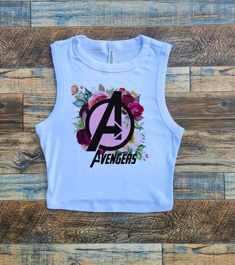 Avengers Floral Crop Tank, Avengers Baby Tee, avengers ladies crop, avengers tshirt for girls