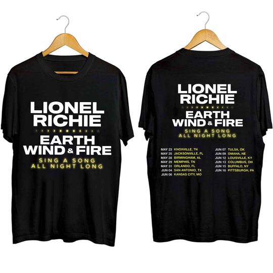 Lionel Richie and Earth Wind & Fire - Sing a Song All Night Long Tour 2024 Double Sided Shirt