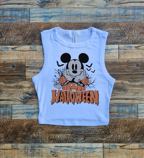 halloween mickey crop top, disney halloween shirt, mickey crop top, crop tank, halloween baby tee