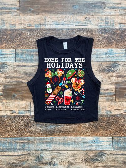 Home for the Holidays Churro crop top, Disney Ears, Cute Christmas crop, disney christmas crop