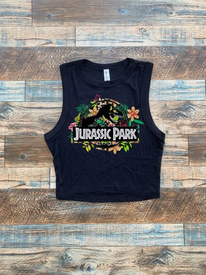 Jurassic Park Crop Tank, Dinosaur Universal Baby Tee, Black shirt Dinosaur Womens Power, Womens Dino