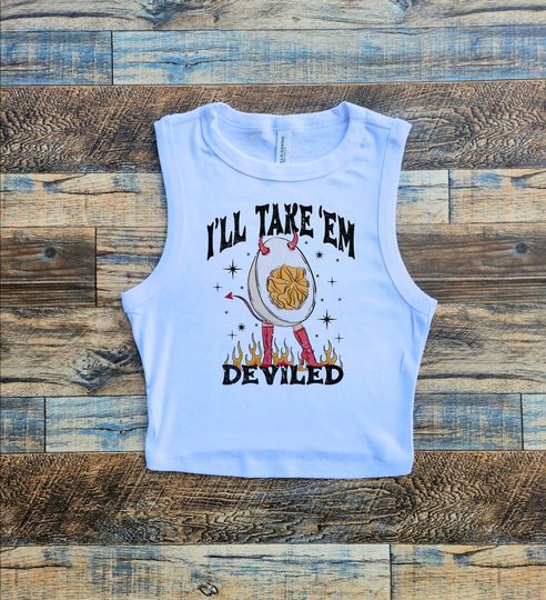 Thanksgiving Baby Tee, Deviled Eggs Crop, Harvest Festival, Happy Holidays Crop, I'll Take them Deviled Crop Top