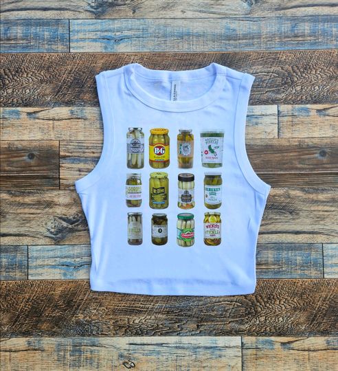 Pickle Crop Tank Top, Vintage Pickles Crop Top, Pickle lover, Canning Season top
