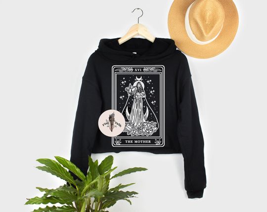 The Mother Tarot Card Crop Hoodie, witchy mom Tarot Card hoodie, witchy mom life crop hoodie, tarot card crop hoodie