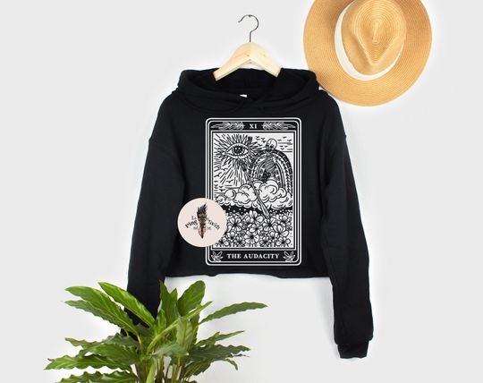 The Audacity Tarot Card Crop Hoodie, Audacity Tarot Card hoodie, witchy the audacity crop hoodie