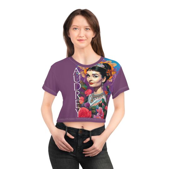 Audrey T-Shirt Cute Crop Tops | Croppe'd Graphic Tee | Movie T Shirt Women Trendy Gifts