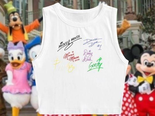 Disney Friends Signatures Crop Tank | Disney Crop Tank | Disney Vacation Shirt