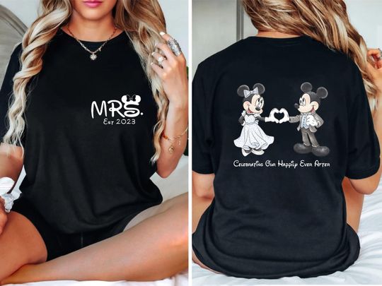 Mr and Mrs Custom Est Shirts, Disney Honeymoon Couple Shirt, Honeymoon Matching, Just Married, Disney Wedding